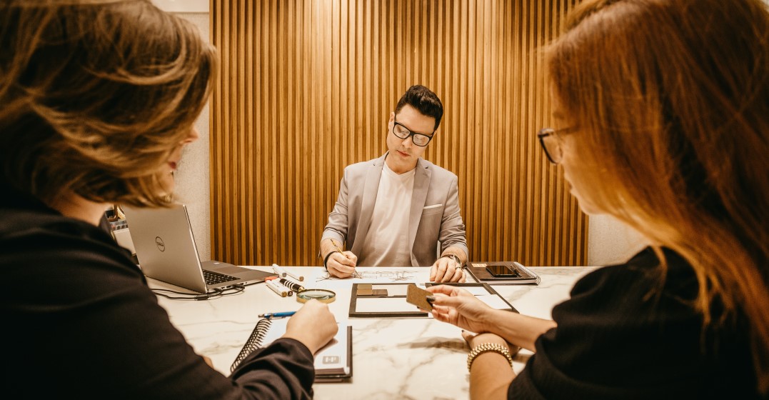 interview taking place for a job which needs good english grammar