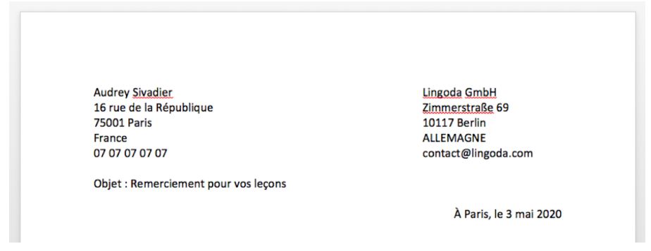 french letter example