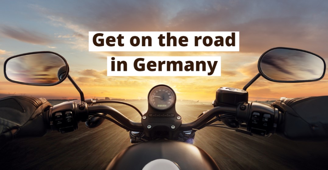 Motorcycle from the driver's view with a German motorcycle driving licence