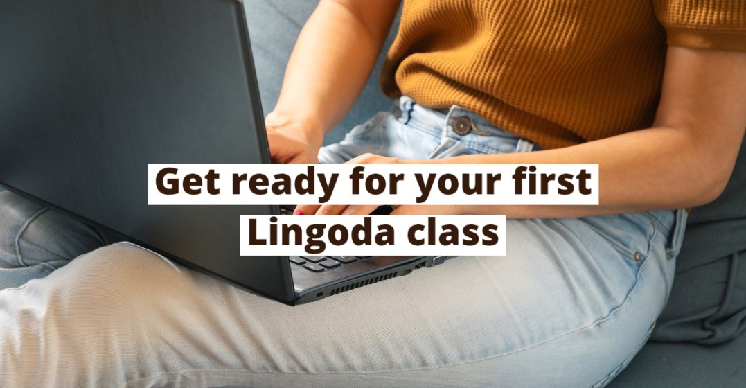 A person at a laptop asking themselves how to survive their first lingoda lesson