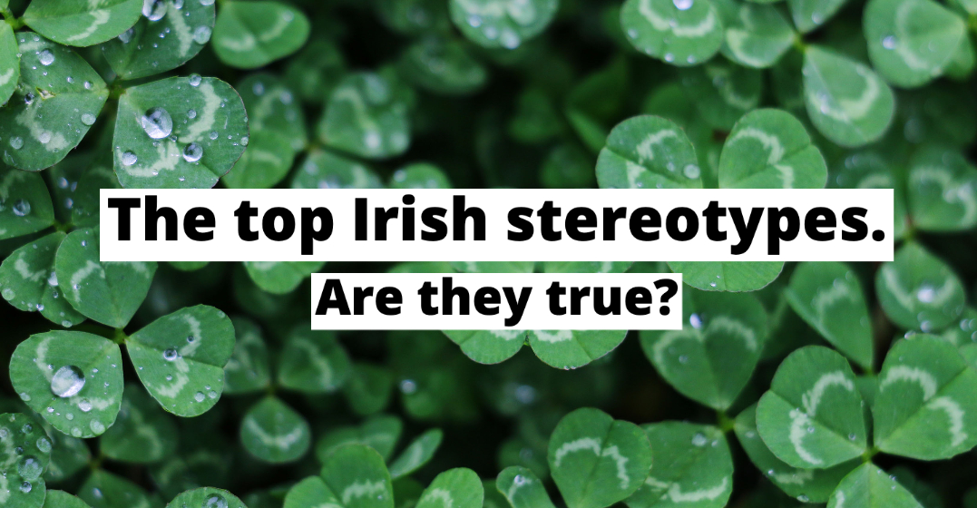 Clovers behind a banner saying 