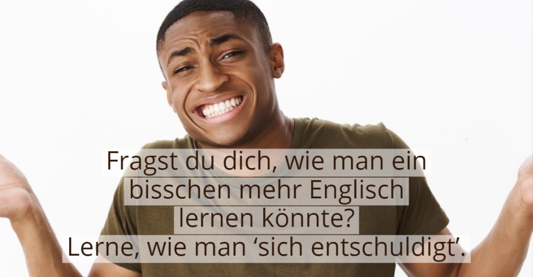 Ein junger Mann, der Entschuldigungen auf Englisch übt
