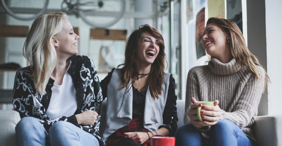 friends laughing about literal German words