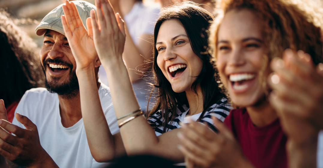 people cheering for healthy food