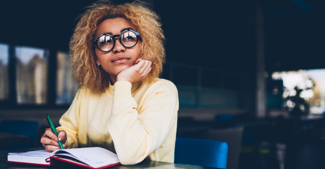 woman practising using a hyphen in english