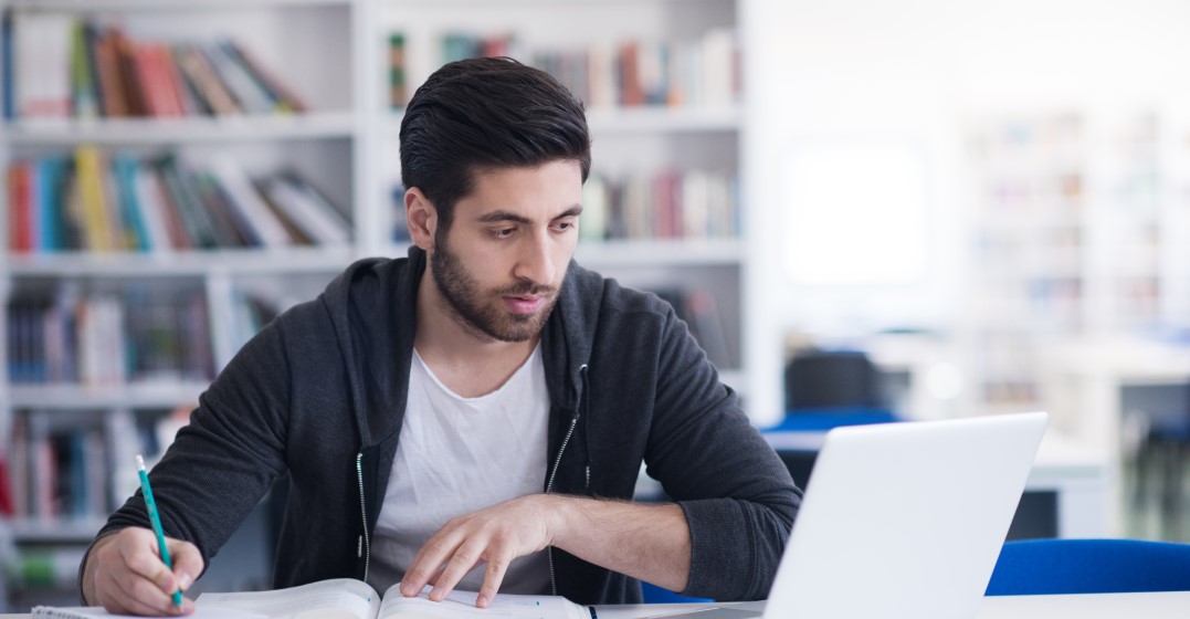 man studying The future tense in French