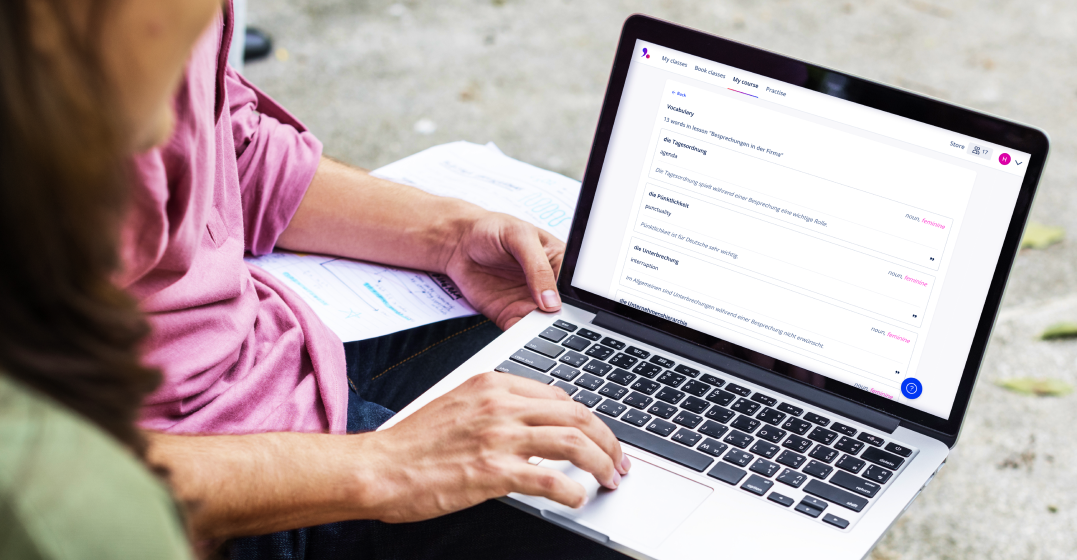 An open laptop with a vocabulary tool to best learn vocabulary