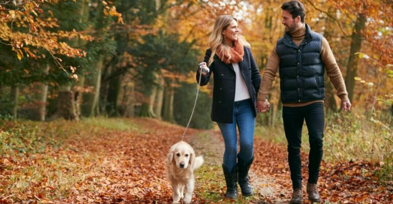 Una pareja pasea por el bosque y habla de expresiones francesas