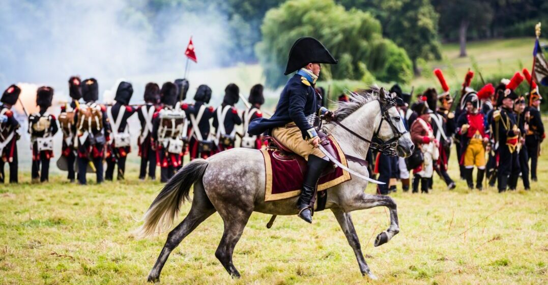 Successful Napoleon riding his horse