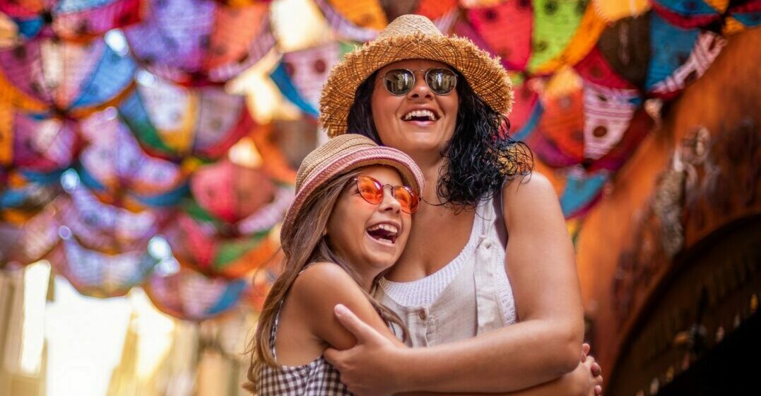 Mother and daugther celebrating public holidays in France