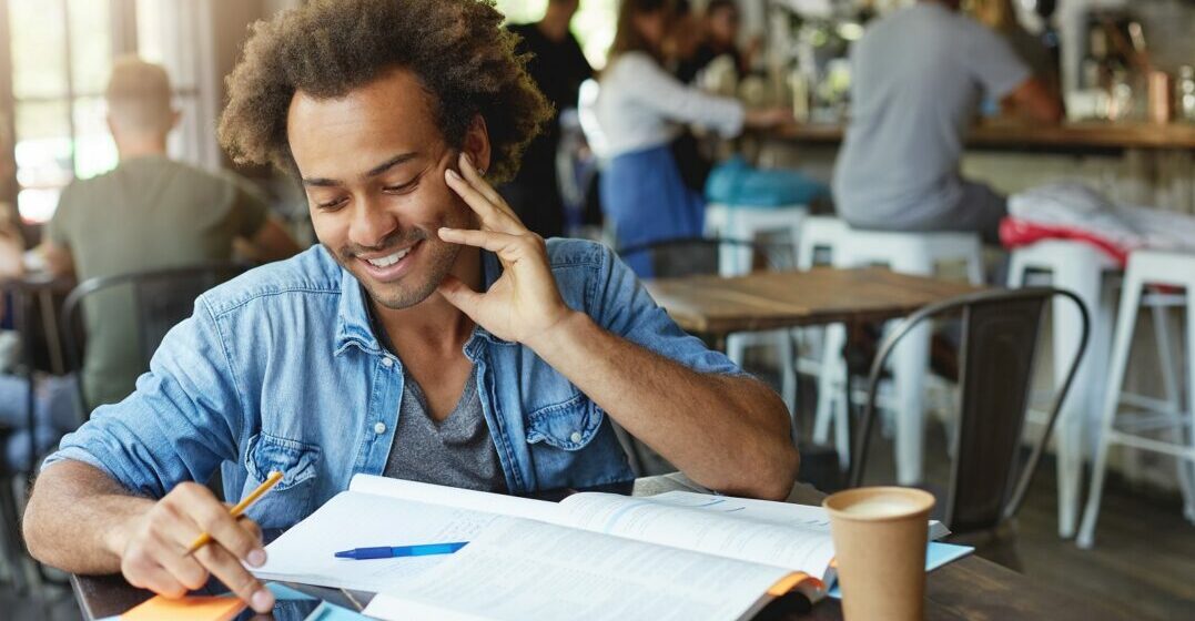 Man studying French accents