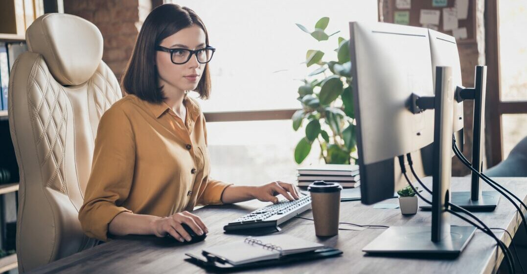 Woman learning how to write a professional email