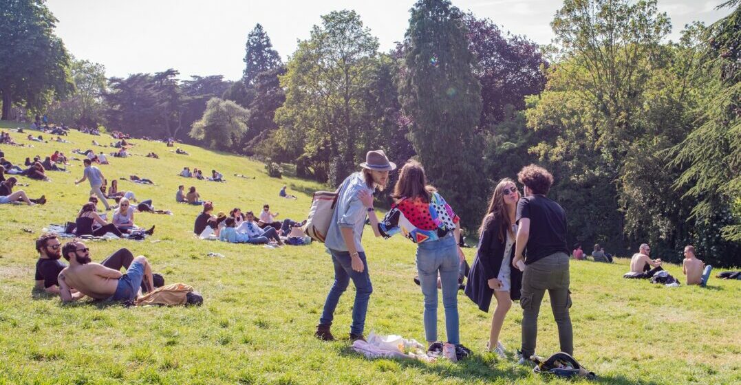People giving each other kisses on the cheeks - one of the French traditions