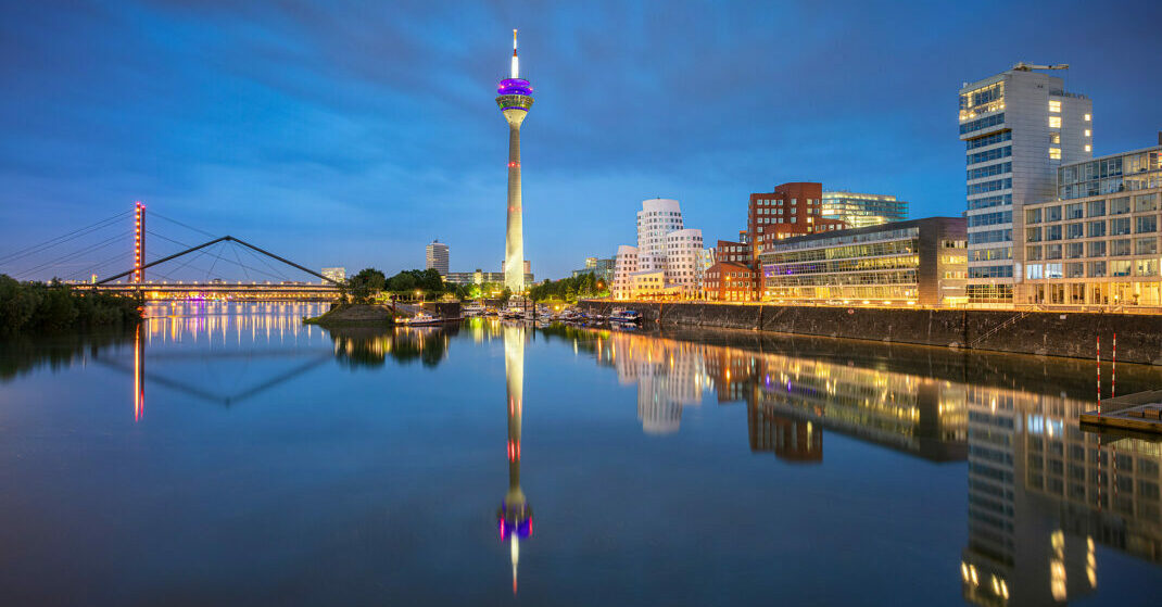 Night skyline of Düsseldorf: One of the best cities to live in Germany