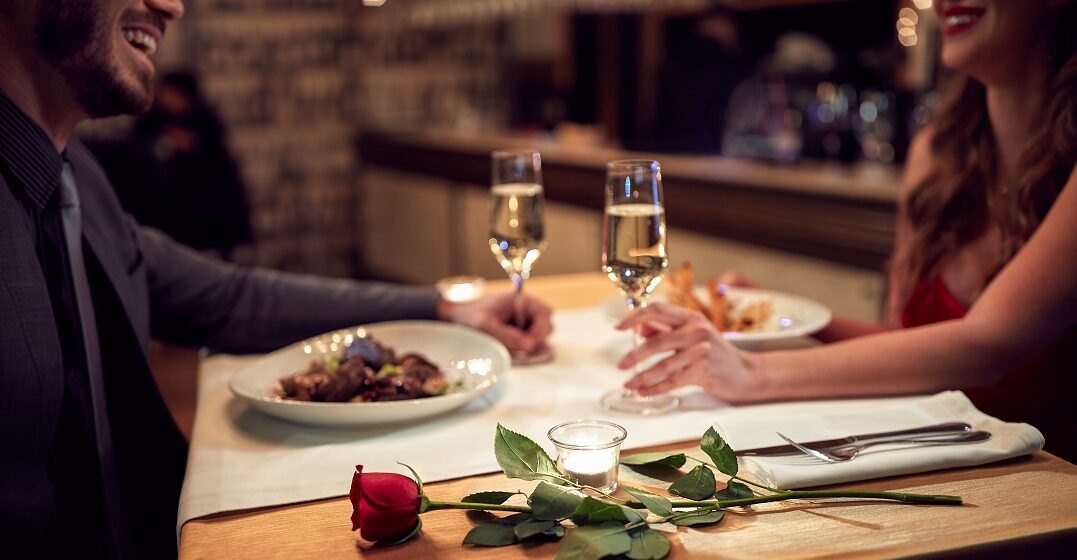 Couple celebrating Valentine's Day in France