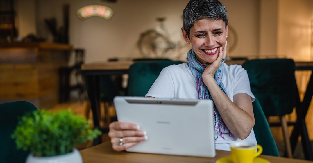 A woman studying