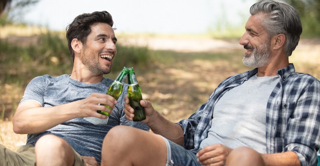 Ascension Day in Germany- two men drinking beer