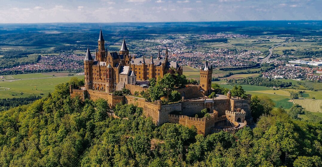 Hohenzollern castle air view as a leftover of the German monarchy