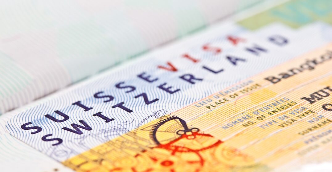 A Swiss residence permit in a passport
