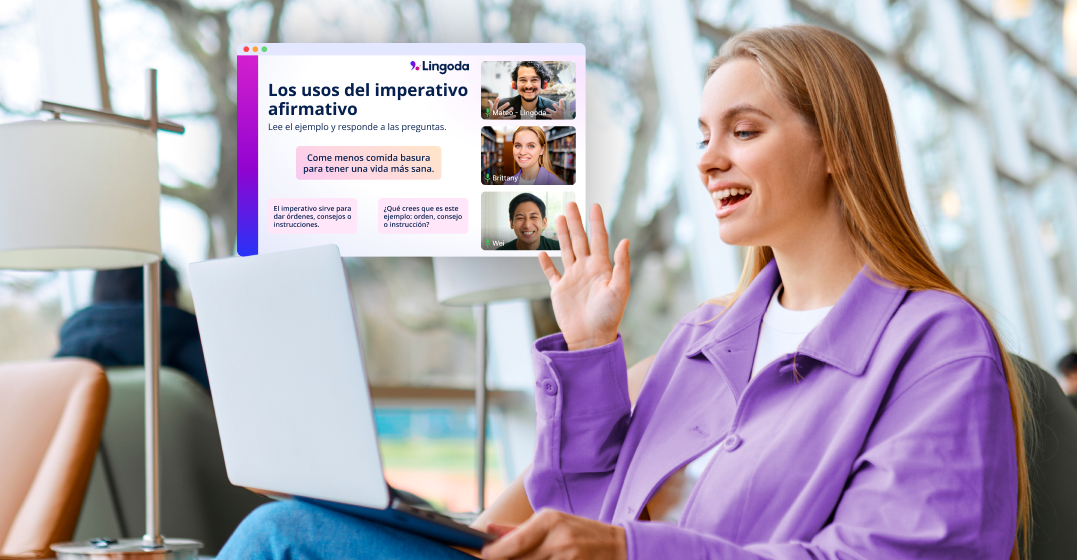 chica joven aprendiendo el imperativo en español en lingoda