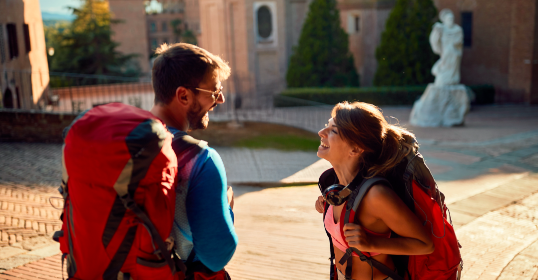 two friends backpacking and learning how many italian words are used in english