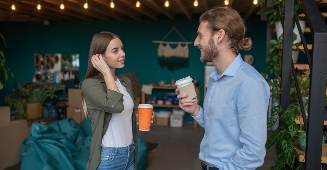 Two people doing small talk in Germany