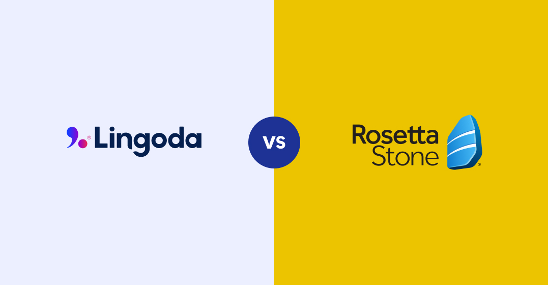 Logos of Lingoda vs Rosetta Stone