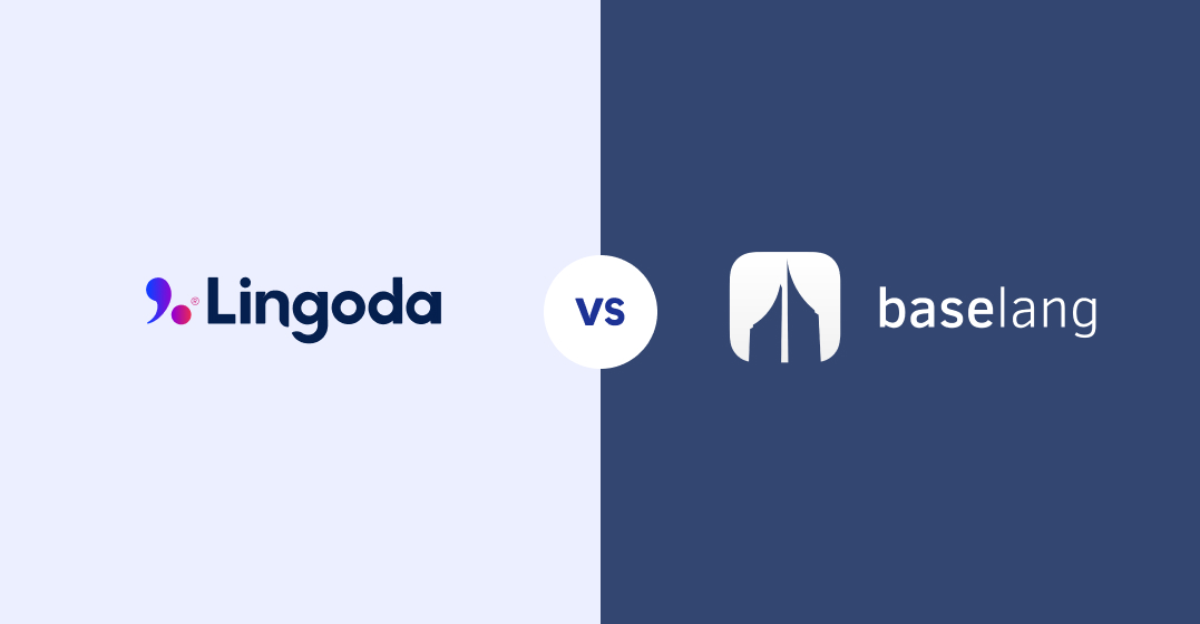 Logos of Lingoda vs Baselang