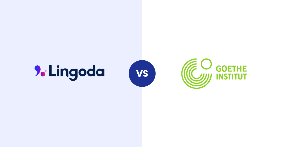Logos of Lingoda vs Goethe