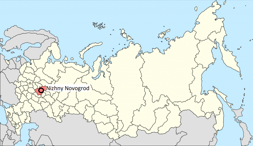 position of Nizhny novogrod in Russia