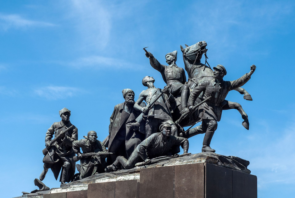 Image shows Monument to Vasily Chapaev in Samara, Russia